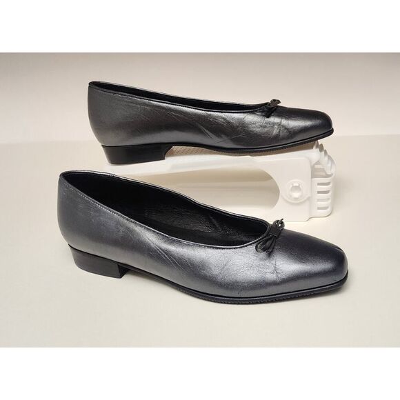 RENZO FONTANELLI Women's Gray Leather Ballet Flat Shoes Size 8B - Picture 9 of 11